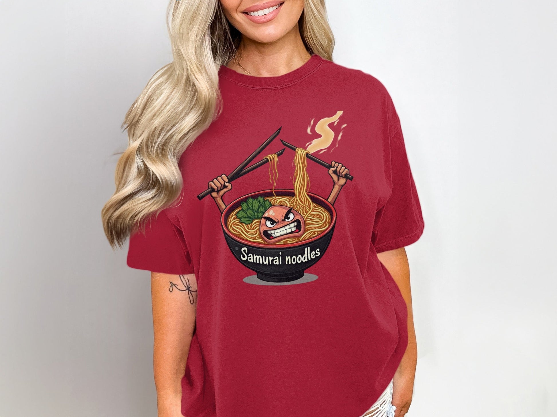 Samurai Noodles Furious Meal Funny Graphic Image T-Shirt - IconVexa