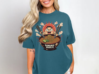 Samurai Noodles Ramen Funny Manga Graphic Cartoon T-Shirt - IconVexa