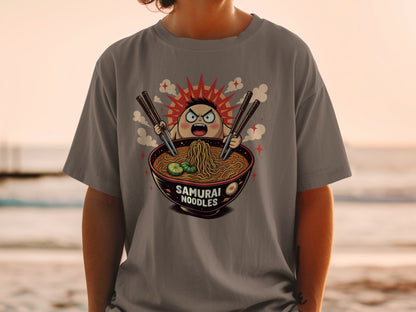 Samurai Noodles Ramen Funny Manga Graphic Cartoon T-Shirt - IconVexa