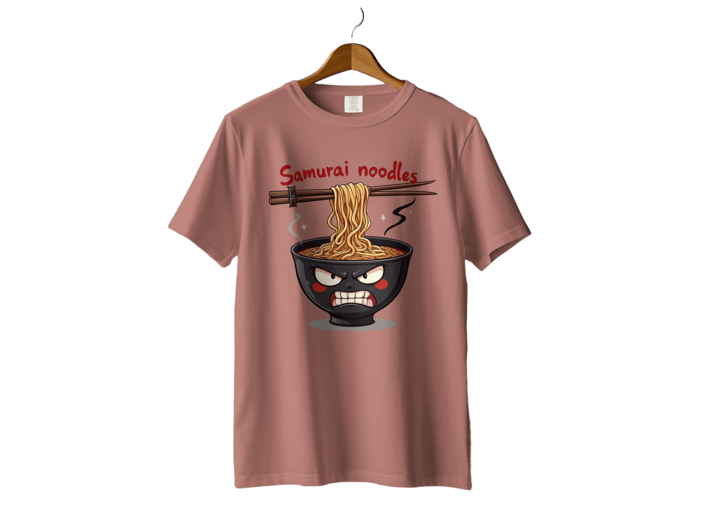 Samurai Noodles T-Shirt, Angry Ramen Bowl Shirt, Japanese Food Tee, Funny Noodle Shirt, Anime Shirt, Food Lover Gift, Unique T-Shirt Design - IconVexa