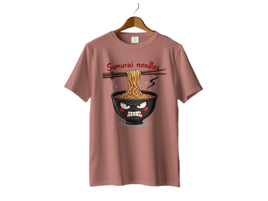 Samurai Noodles T-Shirt, Angry Ramen Bowl Shirt, Japanese Food Tee, Funny Noodle Shirt, Anime Shirt, Food Lover Gift, Unique T-Shirt Design - IconVexa
