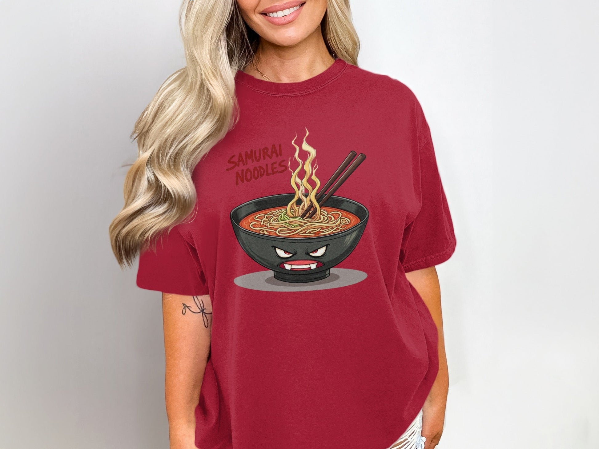 Samurai Noodles T-Shirt, Anime Ramen Shirt, Japanese Food Tee, Funny Food Shirt, Graphic Tee, Gift for Foodie, Unisex T-Shirt - IconVexa