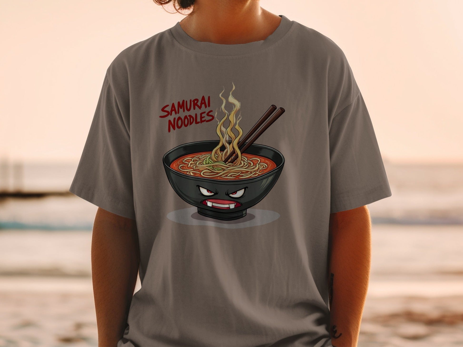 Samurai Noodles T-Shirt, Anime Ramen Shirt, Japanese Food Tee, Funny Food Shirt, Graphic Tee, Gift for Foodie, Unisex T-Shirt - IconVexa