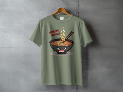 Samurai Noodles T-Shirt, Anime Ramen Shirt, Japanese Food Tee, Funny Food Shirt, Graphic Tee, Gift for Foodie, Unisex T-Shirt - IconVexa
