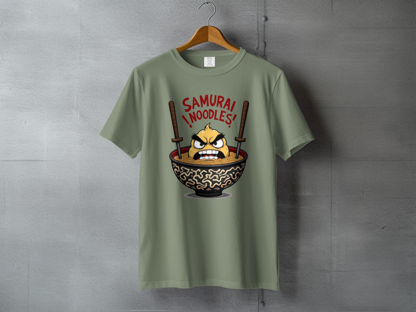Samurai Noodles T-Shirt, Funny Food Shirt, Ramen T-Shirt, Japanese Food T-Shirt, Anime Shirt, Foodie Gift, Unique T-Shirt, Gift for Ramen - IconVexa