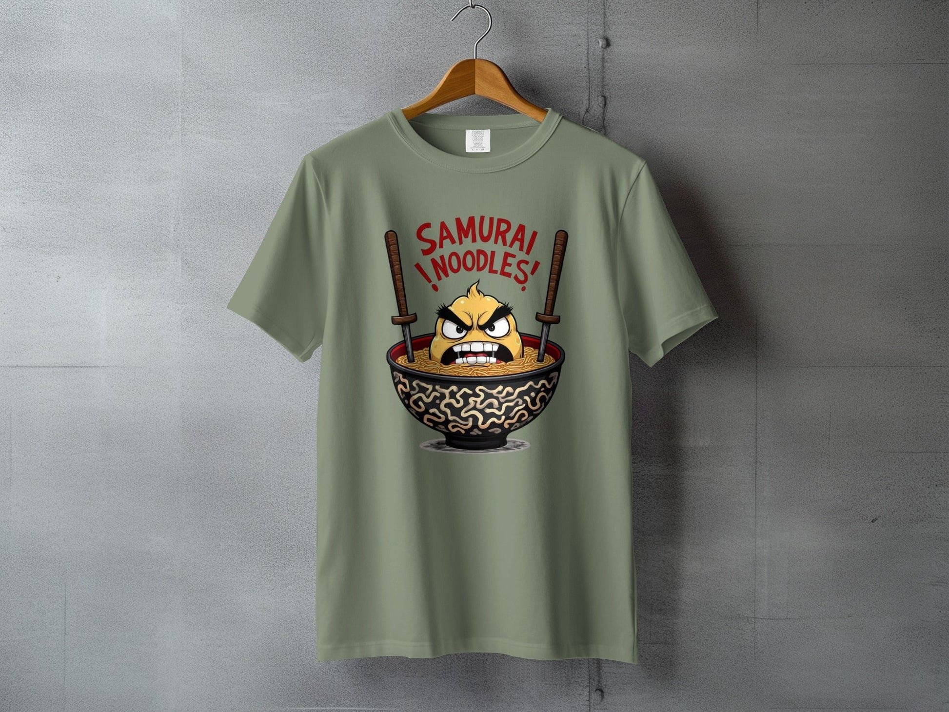 Samurai Noodles T-Shirt, Funny Food Shirt, Ramen T-Shirt, Japanese Food T-Shirt, Anime Shirt, Foodie Gift, Unique T-Shirt, Gift for Ramen - IconVexa