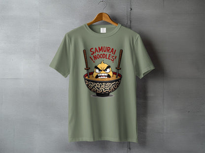 Samurai Noodles T-Shirt, Funny Food Shirt, Ramen T-Shirt, Japanese Food T-Shirt, Anime Shirt, Foodie Gift, Unique T-Shirt, Gift for Ramen - IconVexa