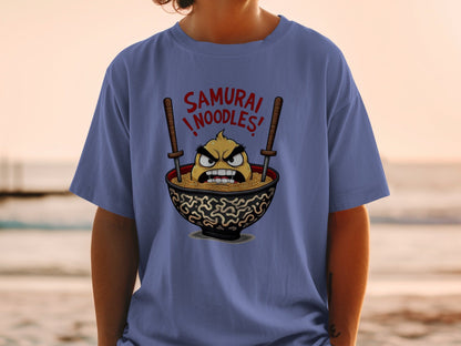 Samurai Noodles T-Shirt, Funny Food Shirt, Ramen T-Shirt, Japanese Food T-Shirt, Anime Shirt, Foodie Gift, Unique T-Shirt, Gift for Ramen - IconVexa