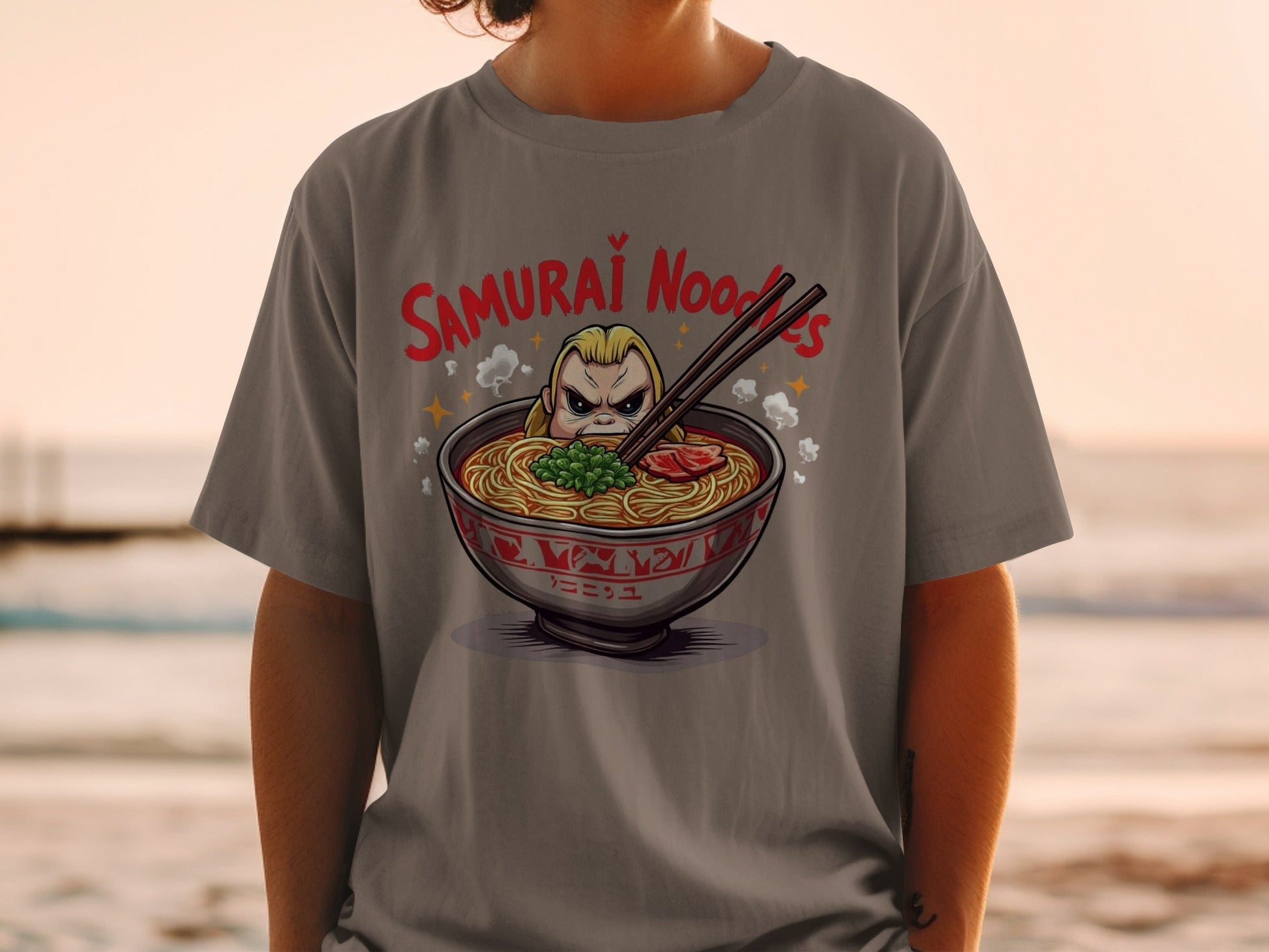 Samurai Noodles T Shirt, Funny Foodie Tee, Ramen Lover Gift, Japanese Food Shirt, Anime Inspired T Shirt, Graphic Novelty Top, Cute T Shirt - IconVexa