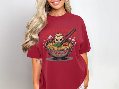 Samurai Noodles T Shirt, Funny Foodie Tee, Ramen Lover Gift, Japanese Food Shirt, Anime Inspired T Shirt, Graphic Novelty Top, Cute T Shirt - IconVexa