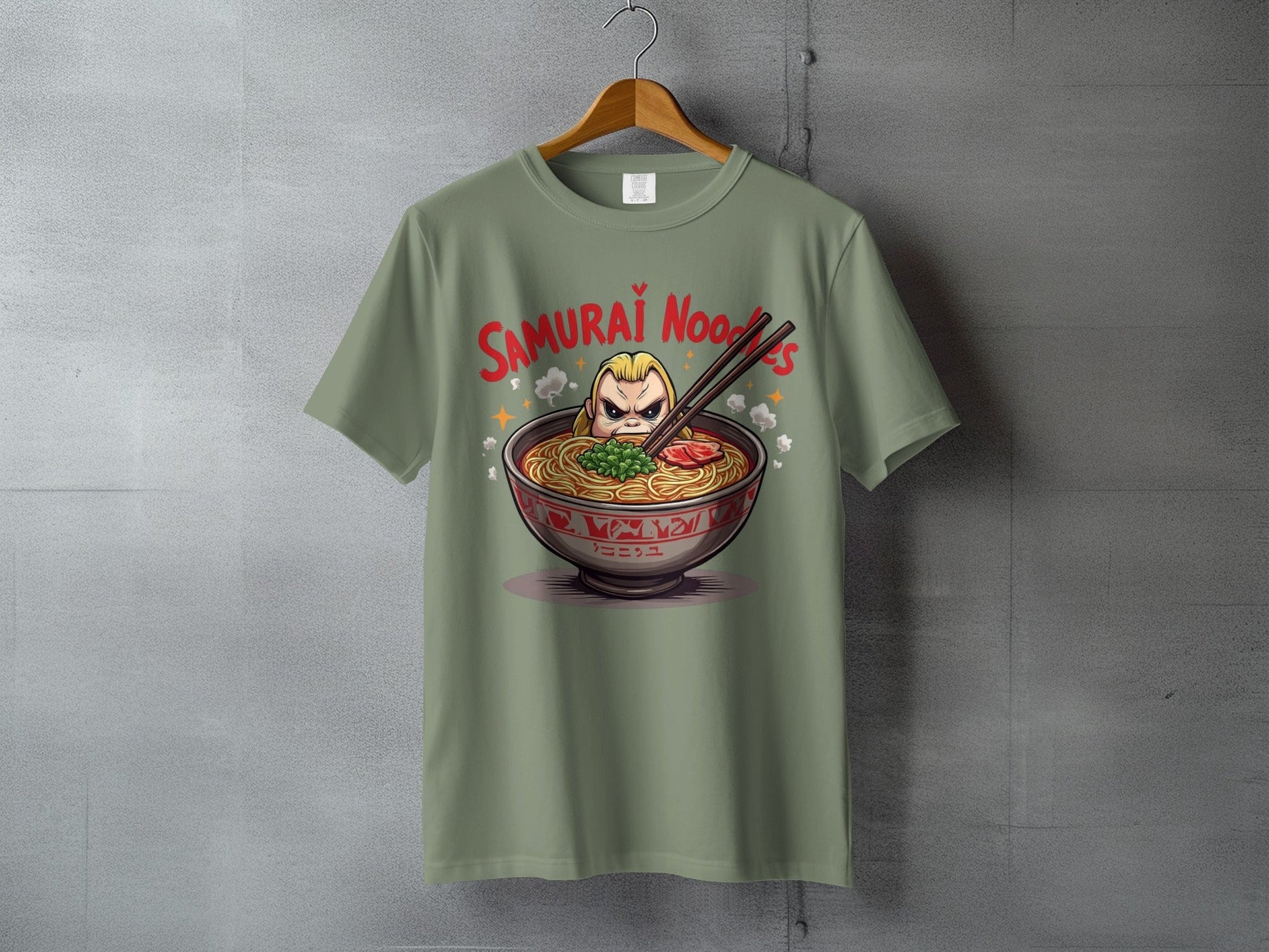 Samurai Noodles T Shirt, Funny Foodie Tee, Ramen Lover Gift, Japanese Food Shirt, Anime Inspired T Shirt, Graphic Novelty Top, Cute T Shirt - IconVexa