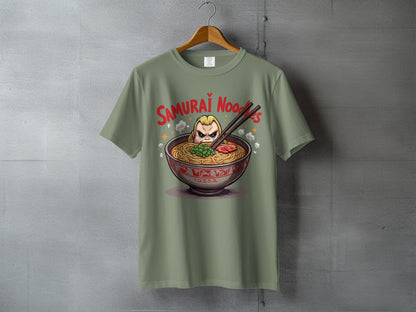 Samurai Noodles T Shirt, Funny Foodie Tee, Ramen Lover Gift, Japanese Food Shirt, Anime Inspired T Shirt, Graphic Novelty Top, Cute T Shirt - IconVexa