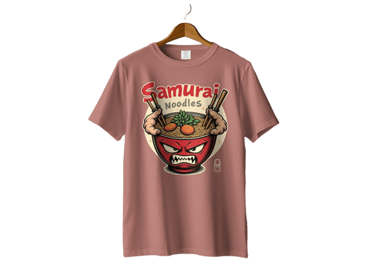 Samurai Noodles T-Shirt, Ramen Bowl, Japanese Food, Anime Style, Graphic Tee, Unique Design, Gift Idea, Manga Inspired, Casual Wear, Foodie - IconVexa