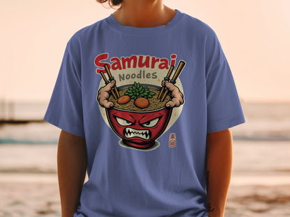 Samurai Noodles T-Shirt, Ramen Bowl, Japanese Food, Anime Style, Graphic Tee, Unique Design, Gift Idea, Manga Inspired, Casual Wear, Foodie - IconVexa