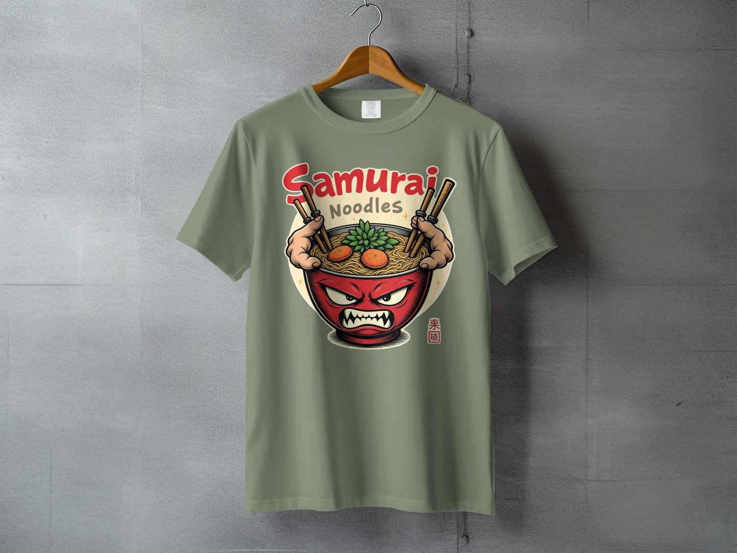 Samurai Noodles T-Shirt, Ramen Bowl, Japanese Food, Anime Style, Graphic Tee, Unique Design, Gift Idea, Manga Inspired, Casual Wear, Foodie - IconVexa