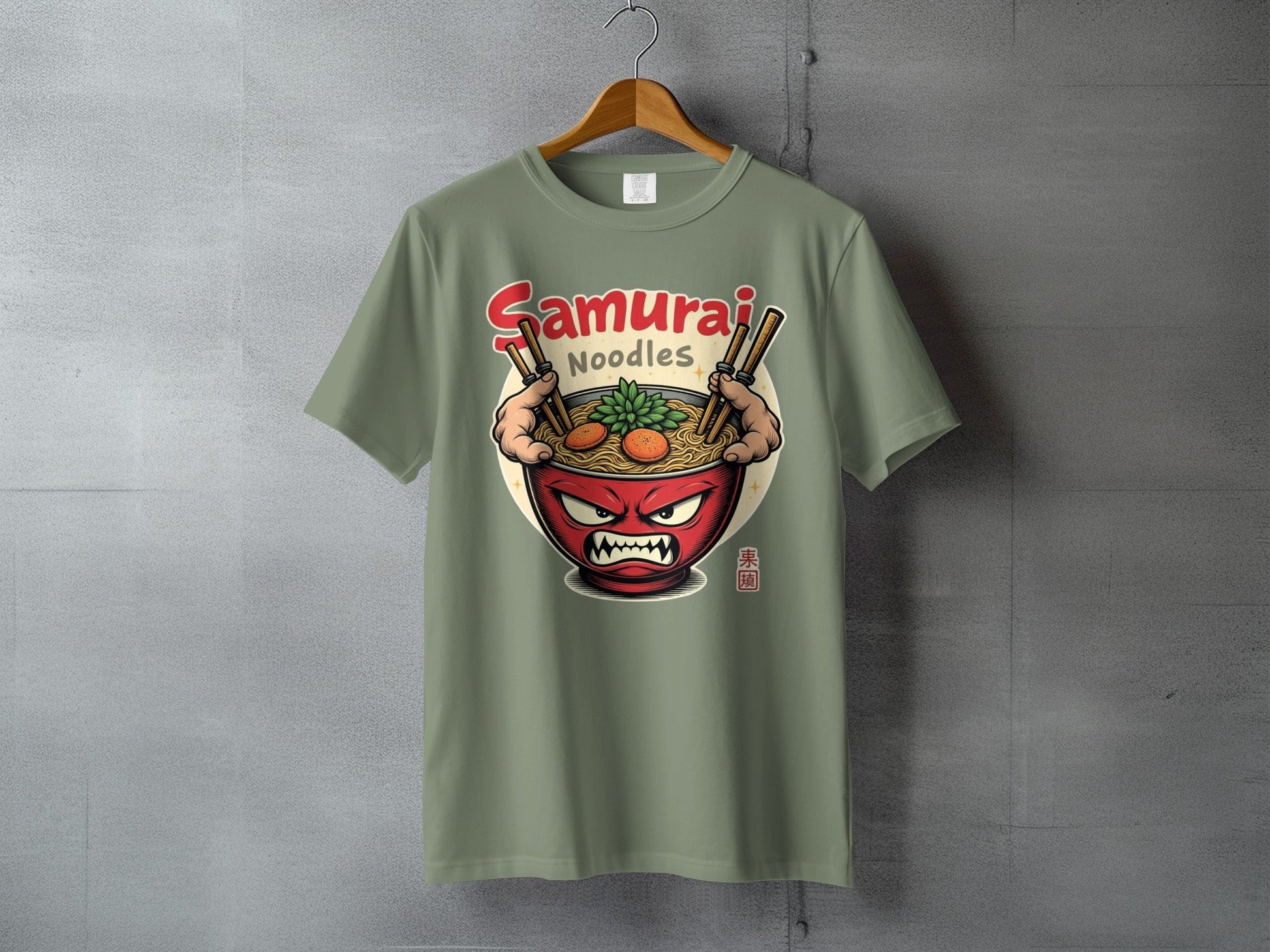 Samurai Noodles T-Shirt, Ramen Bowl, Japanese Food, Anime Style, Graphic Tee, Unique Design, Gift Idea, Manga Inspired, Casual Wear, Foodie - IconVexa