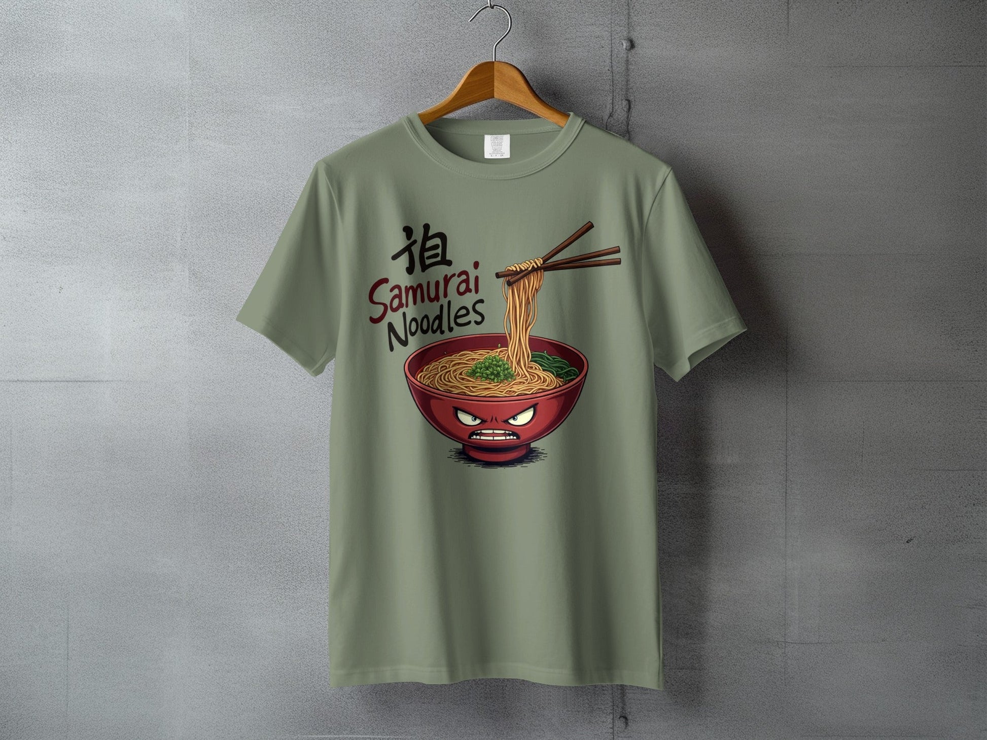 Samurai Noodles T-Shirt, Ramen Bowl T-Shirt, Funny Food Shirt, Japanese Food Tee, Anime Noodles T-Shirt, Gift For Foodie, Quirky T-Shirt - IconVexa