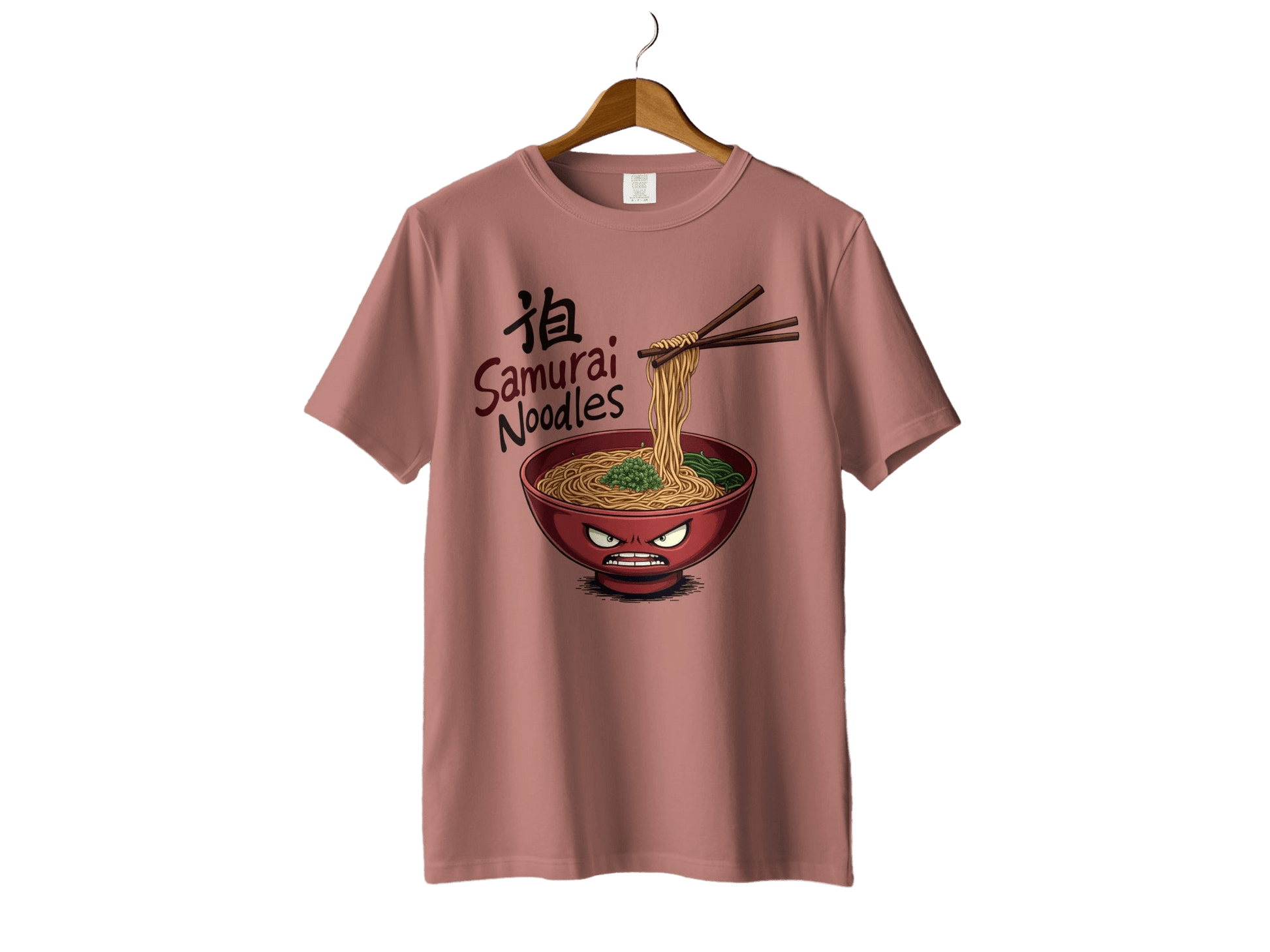 Samurai Noodles T-Shirt, Ramen Bowl T-Shirt, Funny Food Shirt, Japanese Food Tee, Anime Noodles T-Shirt, Gift For Foodie, Quirky T-Shirt - IconVexa