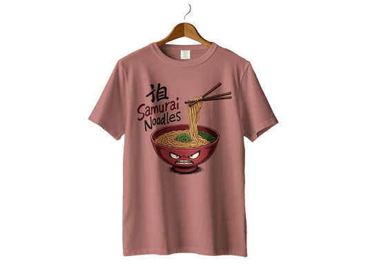 Samurai Noodles T-Shirt, Ramen Bowl T-Shirt, Funny Food Shirt, Japanese Food Tee, Anime Noodles T-Shirt, Gift For Foodie, Quirky T-Shirt - IconVexa