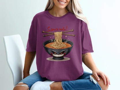 Samurai Noodles T Shirt, Ramen Bowl Tee, Japanese Food Shirt, Anime T Shirt, Funny Foodie Gift, Unique Graphic Tee, Trendy Shirt for Men - IconVexa
