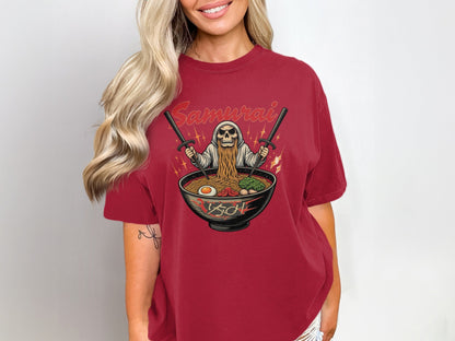 Samurai Ramen T-Shirt, Japanese Food Tee, Skull Warrior Shirt, Anime Style, Unique Graphic TShirt, Gift Idea, Trendy T Shirts - IconVexa
