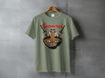 Samurai Ramen T-Shirt, Japanese Food Tee, Skull Warrior Shirt, Anime Style, Unique Graphic TShirt, Gift Idea, Trendy T Shirts - IconVexa