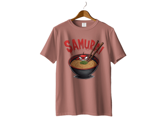 Samurai Ramen T Shirt, Japanese Noodles, Anime Foodie Tee, Graphic Novelty T-Shirt, Unique Design Clothing, Gift for Ramen Lovers - IconVexa