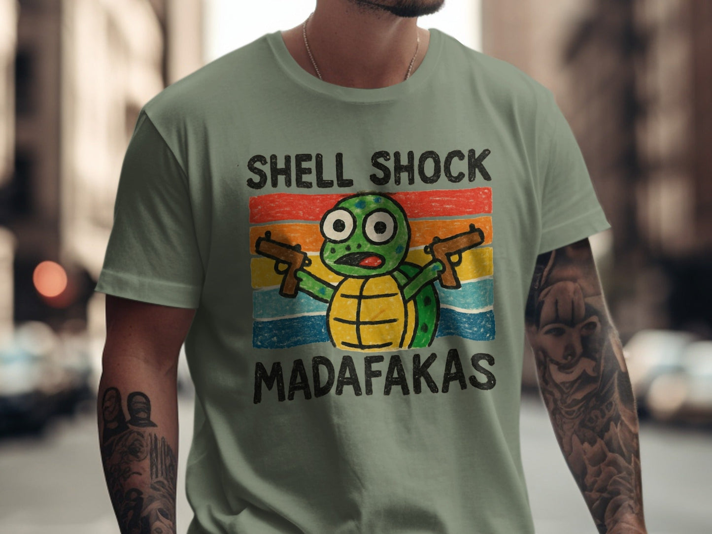 Shell Shock Turtle T-Shirt, Funny Turtle Shirt, Retro Turtle Design, Cute Animal Tee, Unique Graphic Tee, Gift for Turtle Lovers, Cool - IconVexa