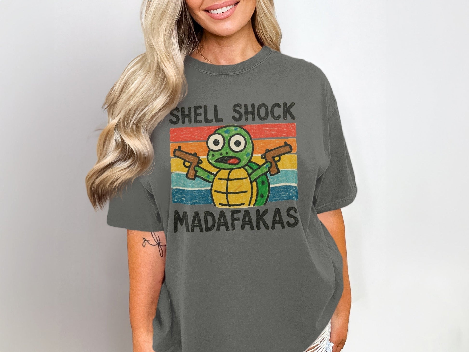 Shell Shock Turtle T-Shirt, Funny Turtle Shirt, Retro Turtle Design, Cute Animal Tee, Unique Graphic Tee, Gift for Turtle Lovers, Cool - IconVexa