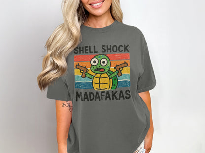 Shell Shock Turtle T-Shirt, Funny Turtle Shirt, Retro Turtle Design, Cute Animal Tee, Unique Graphic Tee, Gift for Turtle Lovers, Cool - IconVexa