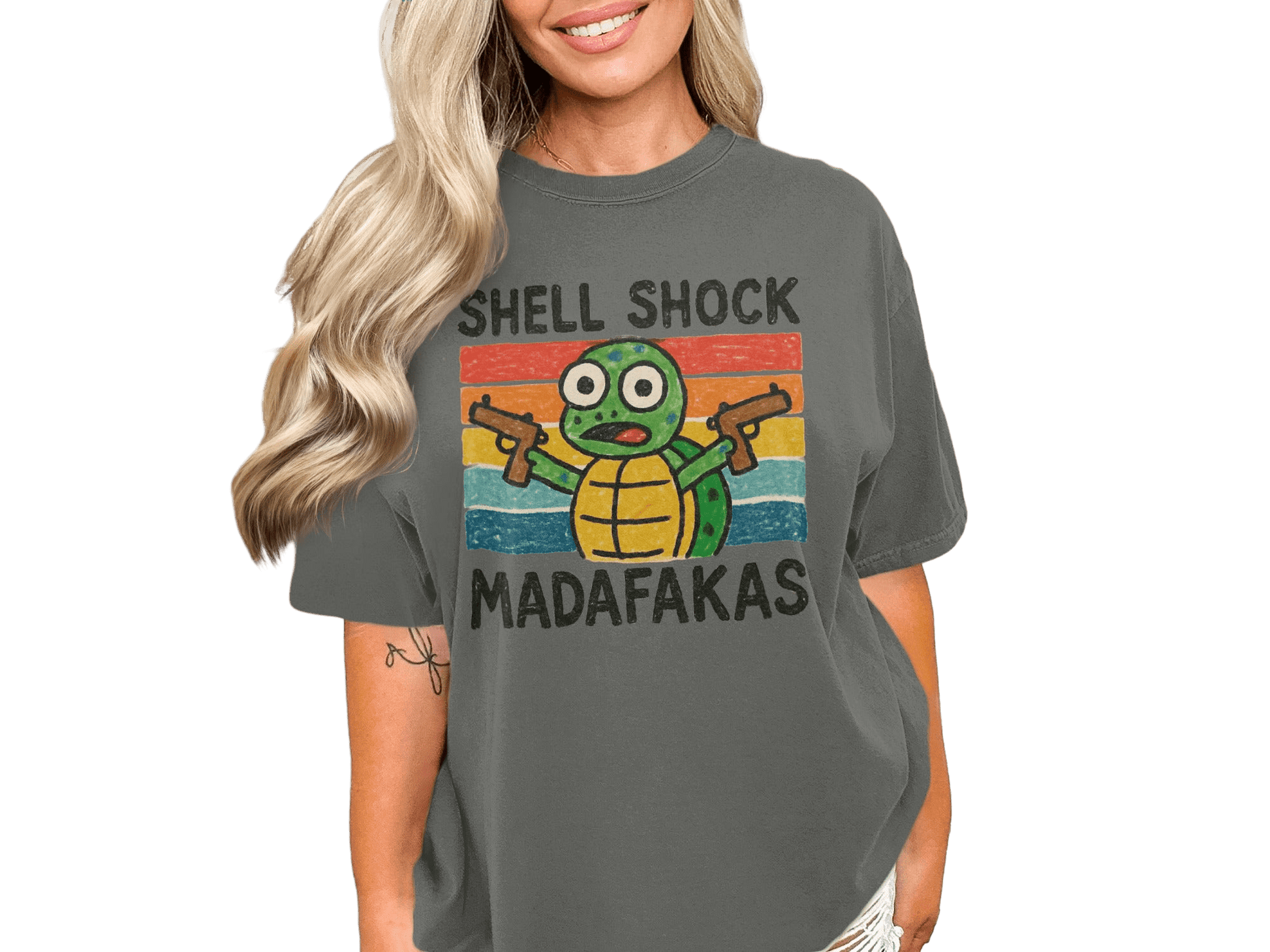 Shell Shock Turtle T-Shirt, Funny Turtle Shirt, Retro Turtle Design, Cute Animal Tee, Unique Graphic Tee, Gift for Turtle Lovers, Cool - IconVexa