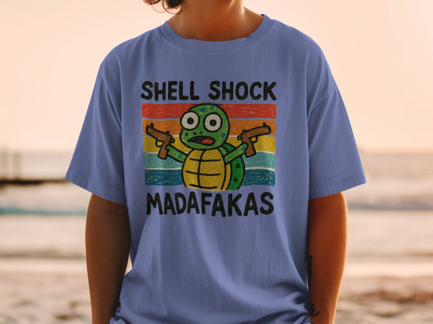 Shell Shock Turtle T-Shirt, Funny Turtle Shirt, Retro Turtle Design, Cute Animal Tee, Unique Graphic Tee, Gift for Turtle Lovers, Cool - IconVexa