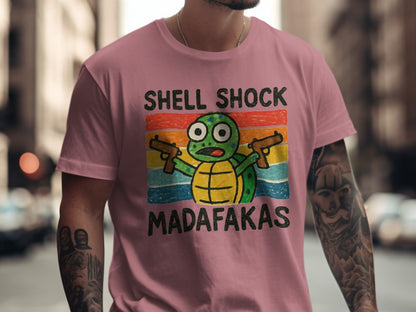 Shell Shock Turtle T-Shirt, Funny Turtle Shirt, Retro Turtle Design, Cute Animal Tee, Unique Graphic Tee, Gift for Turtle Lovers, Cool - IconVexa