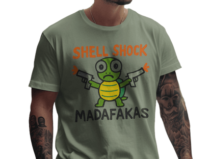 Shell Shock Turtle T-Shirt, Funny Turtle Shirt, Turtle Madafakas Tee, Novelty Turtle Gift, Cartoon Animal T-Shirt, Unique Design Shirt, Gift - IconVexa