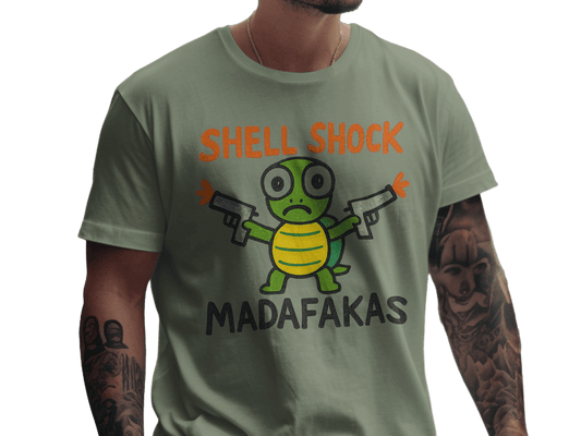 Shell Shock Turtle T-Shirt, Funny Turtle Shirt, Turtle Madafakas Tee, Novelty Turtle Gift, Cartoon Animal T-Shirt, Unique Design Shirt, Gift - IconVexa