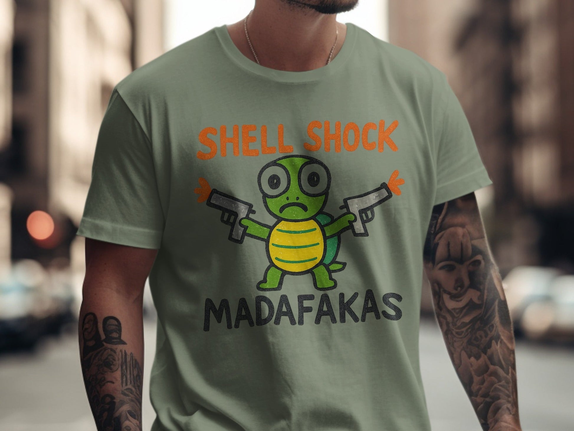 Shell Shock Turtle T-Shirt, Funny Turtle Shirt, Turtle Madafakas Tee, Novelty Turtle Gift, Cartoon Animal T-Shirt, Unique Design Shirt, Gift - IconVexa