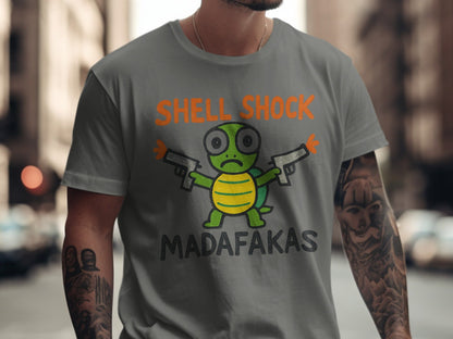 Shell Shock Turtle T-Shirt, Funny Turtle Shirt, Turtle Madafakas Tee, Novelty Turtle Gift, Cartoon Animal T-Shirt, Unique Design Shirt, Gift - IconVexa