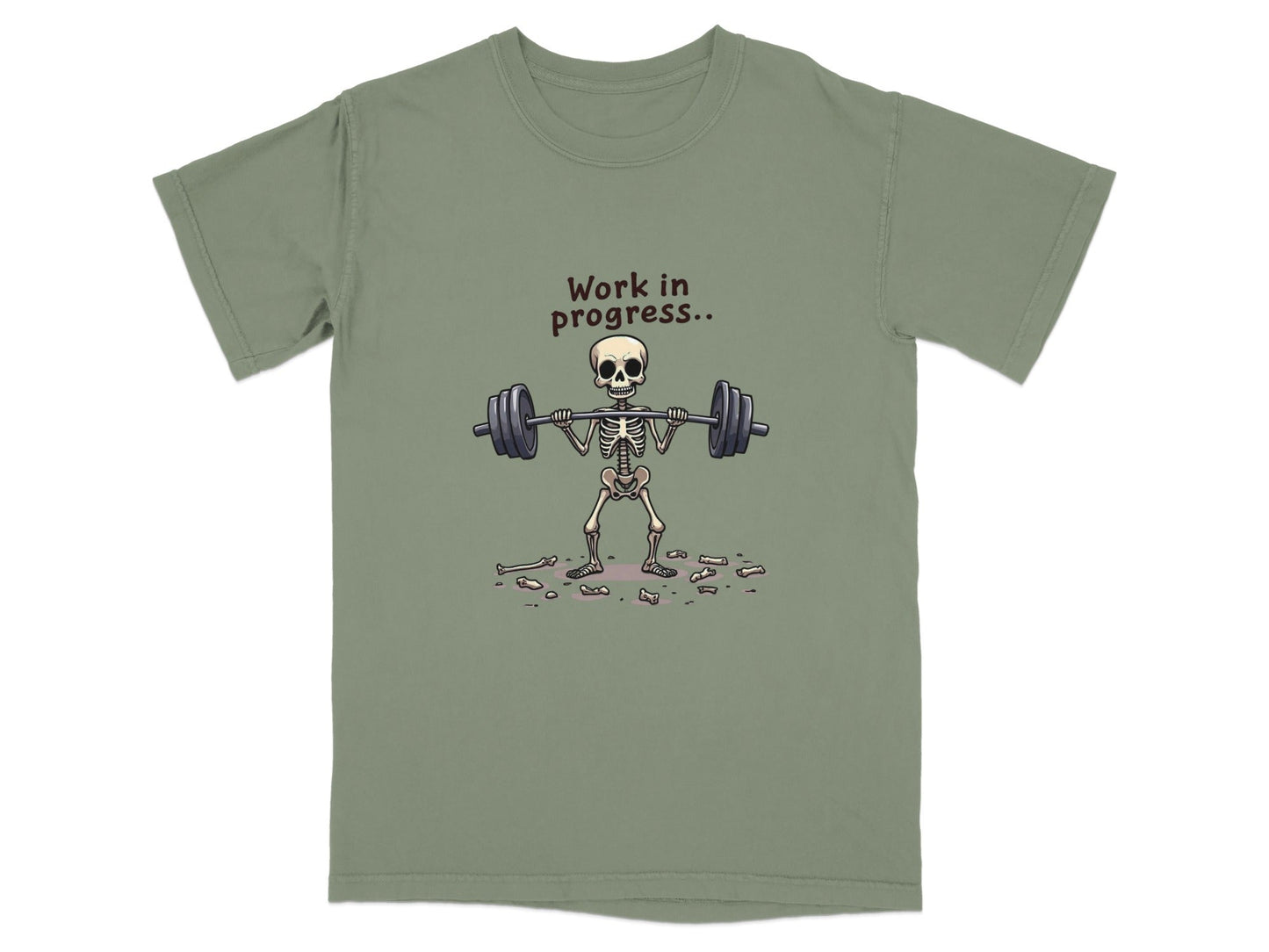 Skeleton Lifting Work in Progress Weightlifting Gym T-Shirt - IconVexa