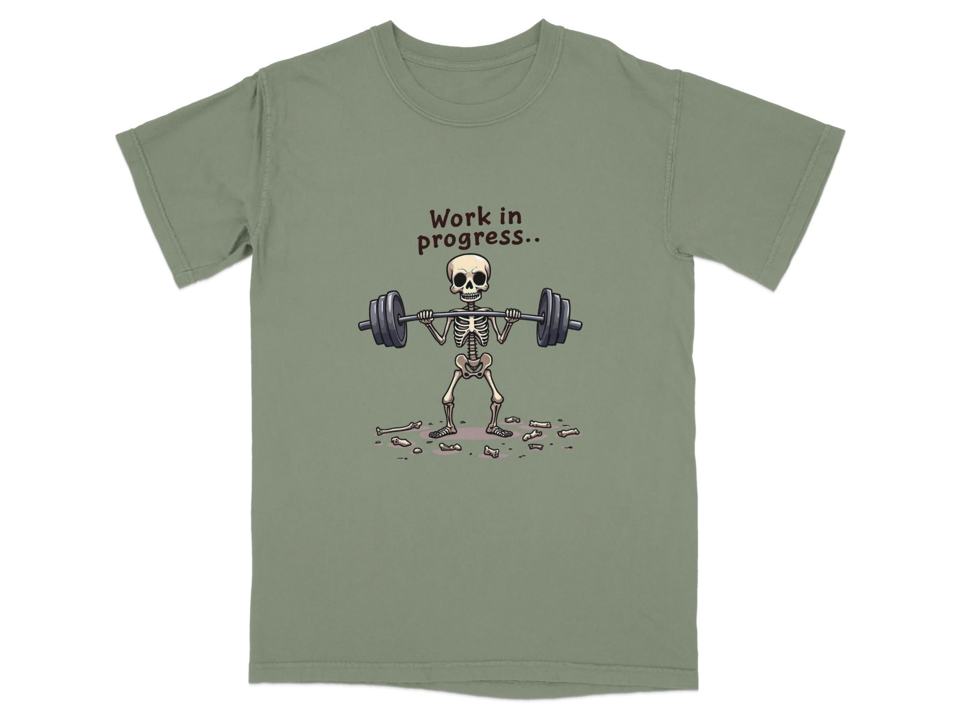 Skeleton Lifting Work in Progress Weightlifting Gym T-Shirt - IconVexa