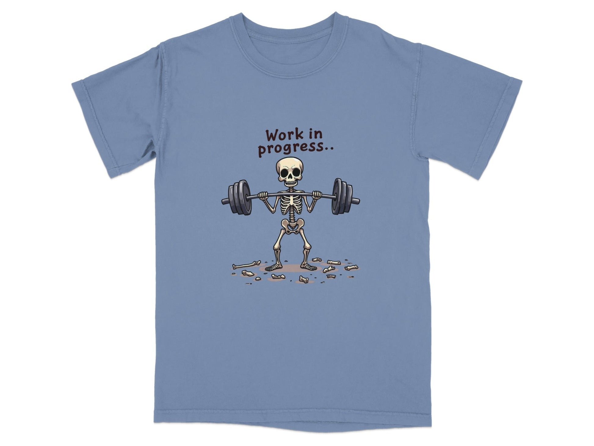 Skeleton Lifting Work in Progress Weightlifting Gym T-Shirt - IconVexa