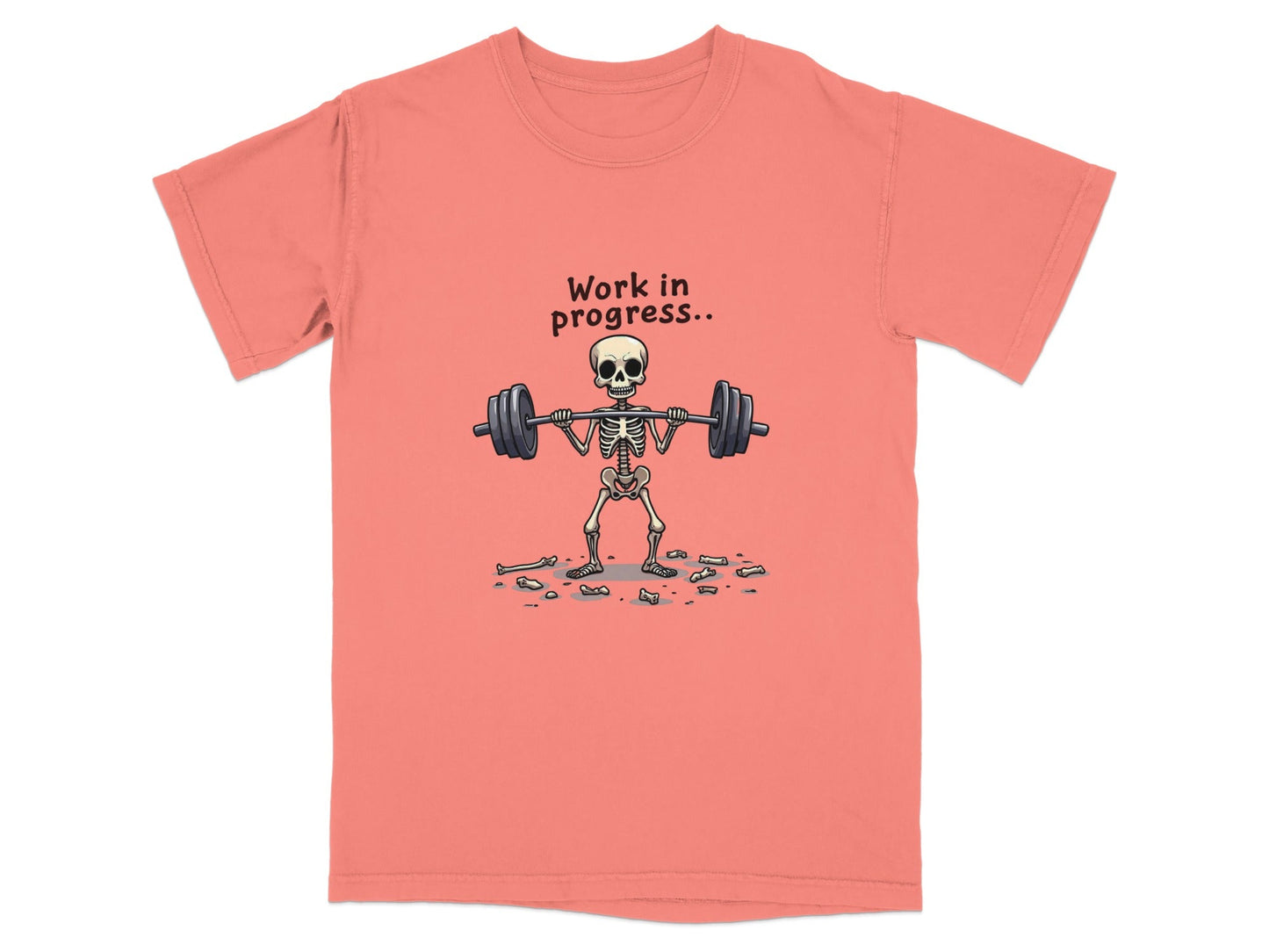 Skeleton Lifting Work in Progress Weightlifting Gym T-Shirt - IconVexa