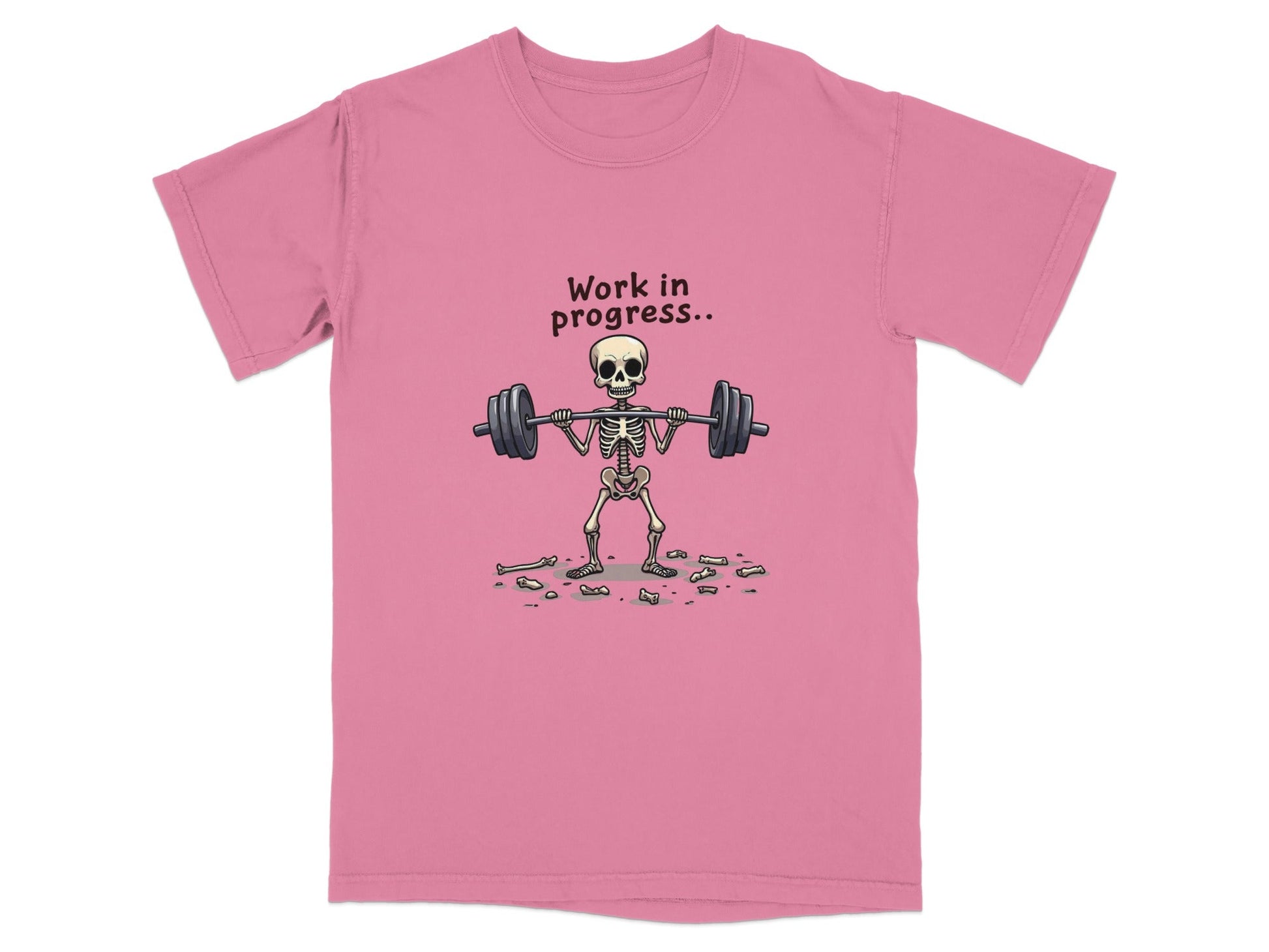 Skeleton Lifting Work in Progress Weightlifting Gym T-Shirt - IconVexa