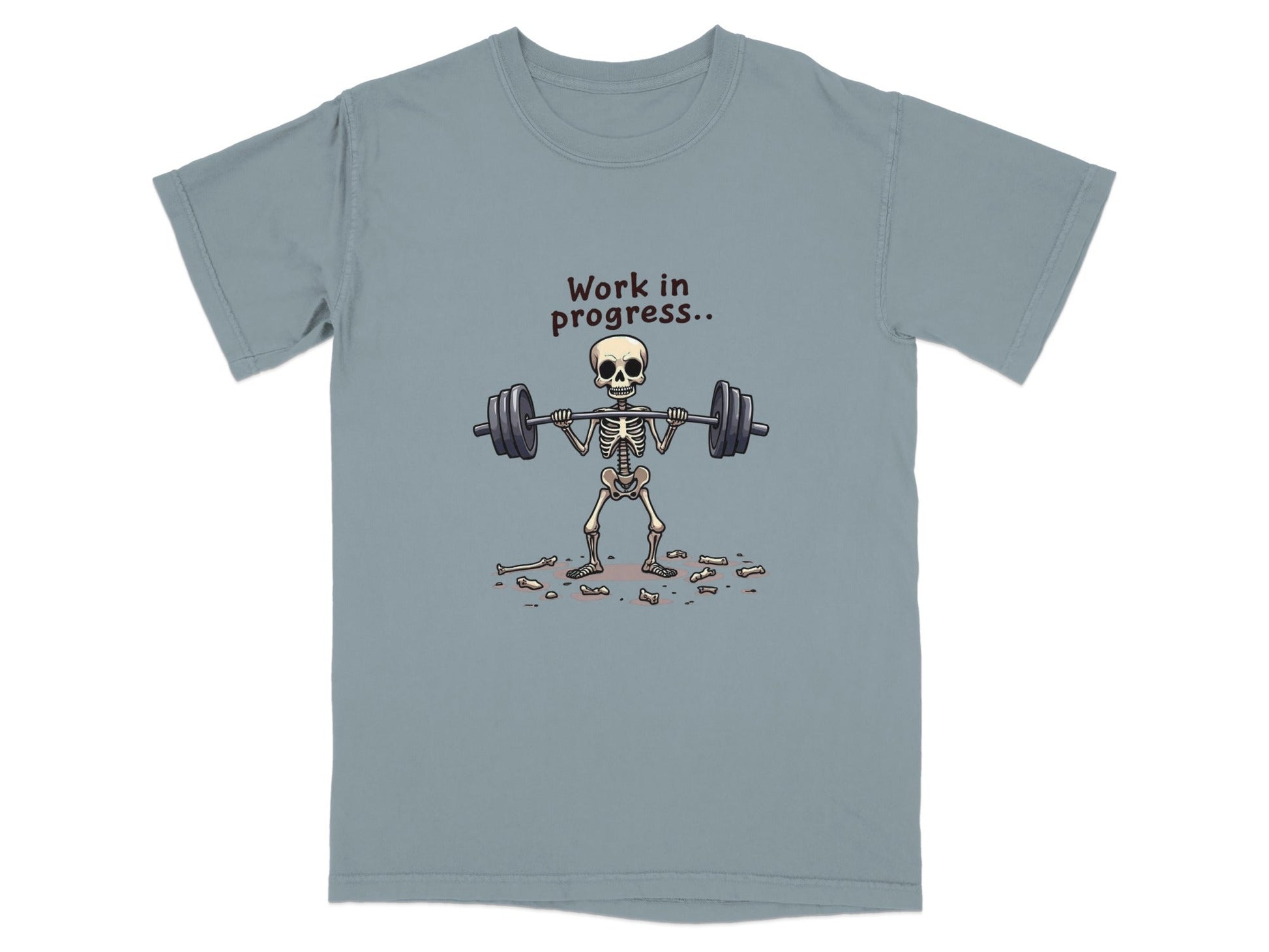 Skeleton Lifting Work in Progress Weightlifting Gym T-Shirt - IconVexa