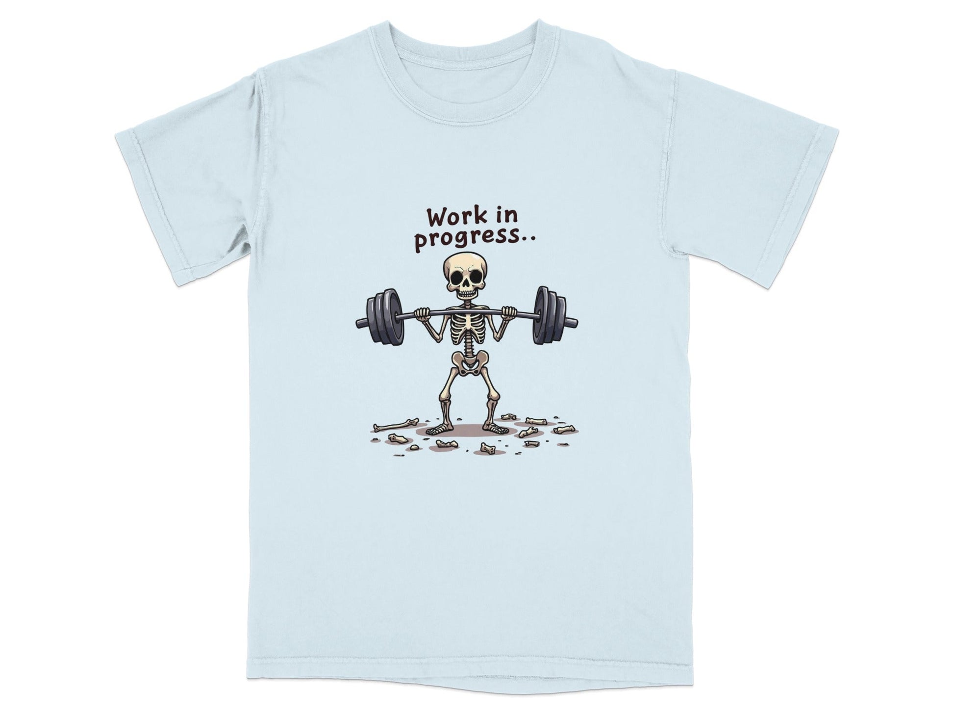 Skeleton Lifting Work in Progress Weightlifting Gym T-Shirt - IconVexa