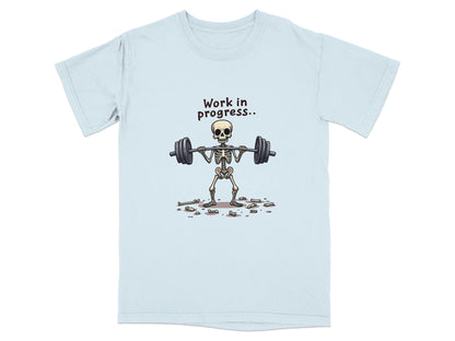 Skeleton Lifting Work in Progress Weightlifting Gym T-Shirt - IconVexa