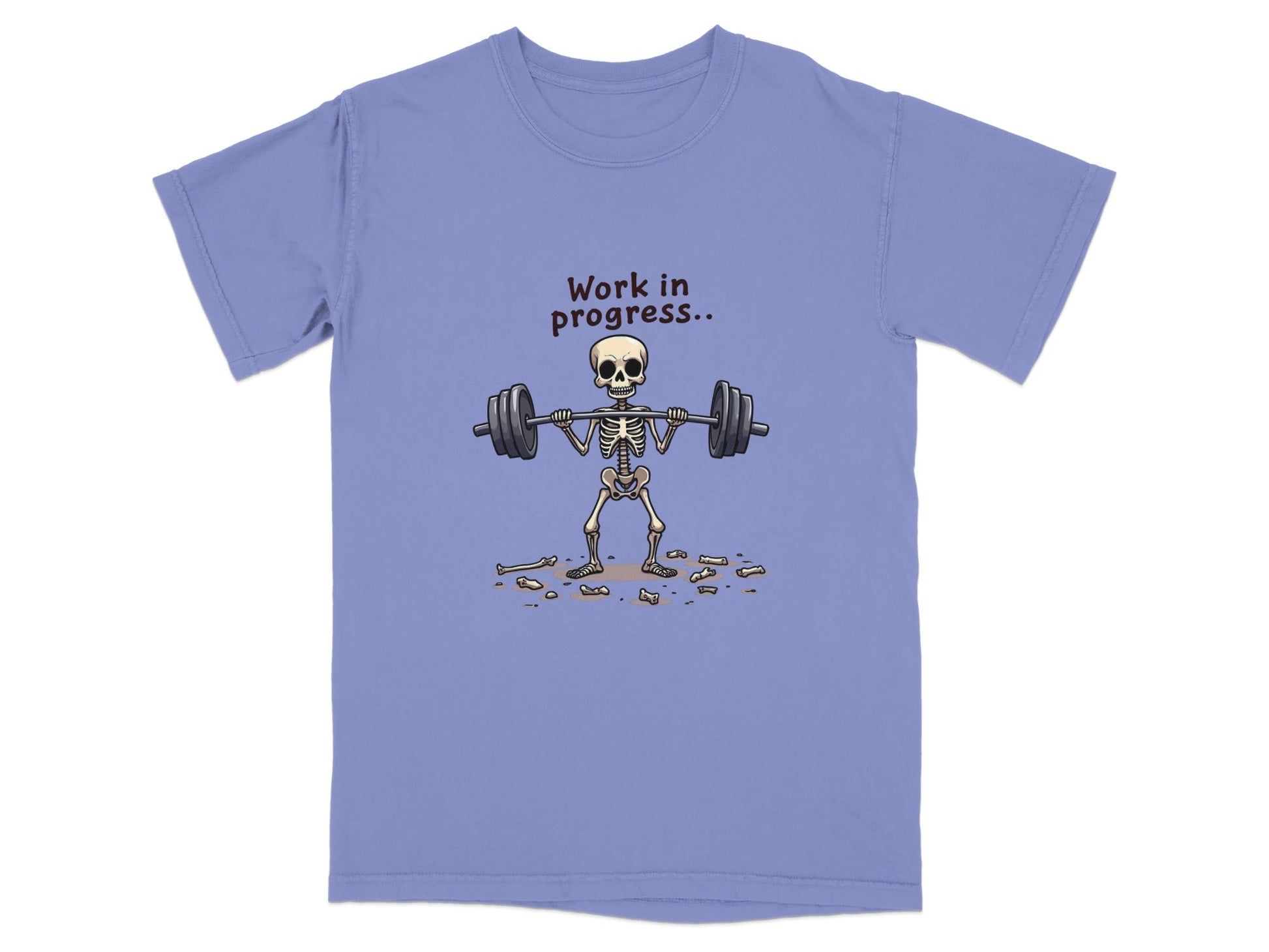 Skeleton Lifting Work in Progress Weightlifting Gym T-Shirt - IconVexa