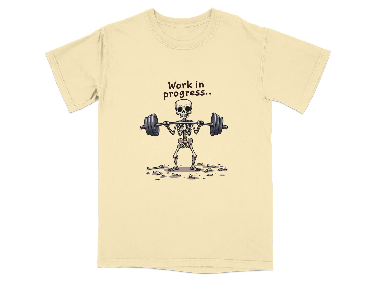 Skeleton Lifting Work in Progress Weightlifting Gym T-Shirt - IconVexa
