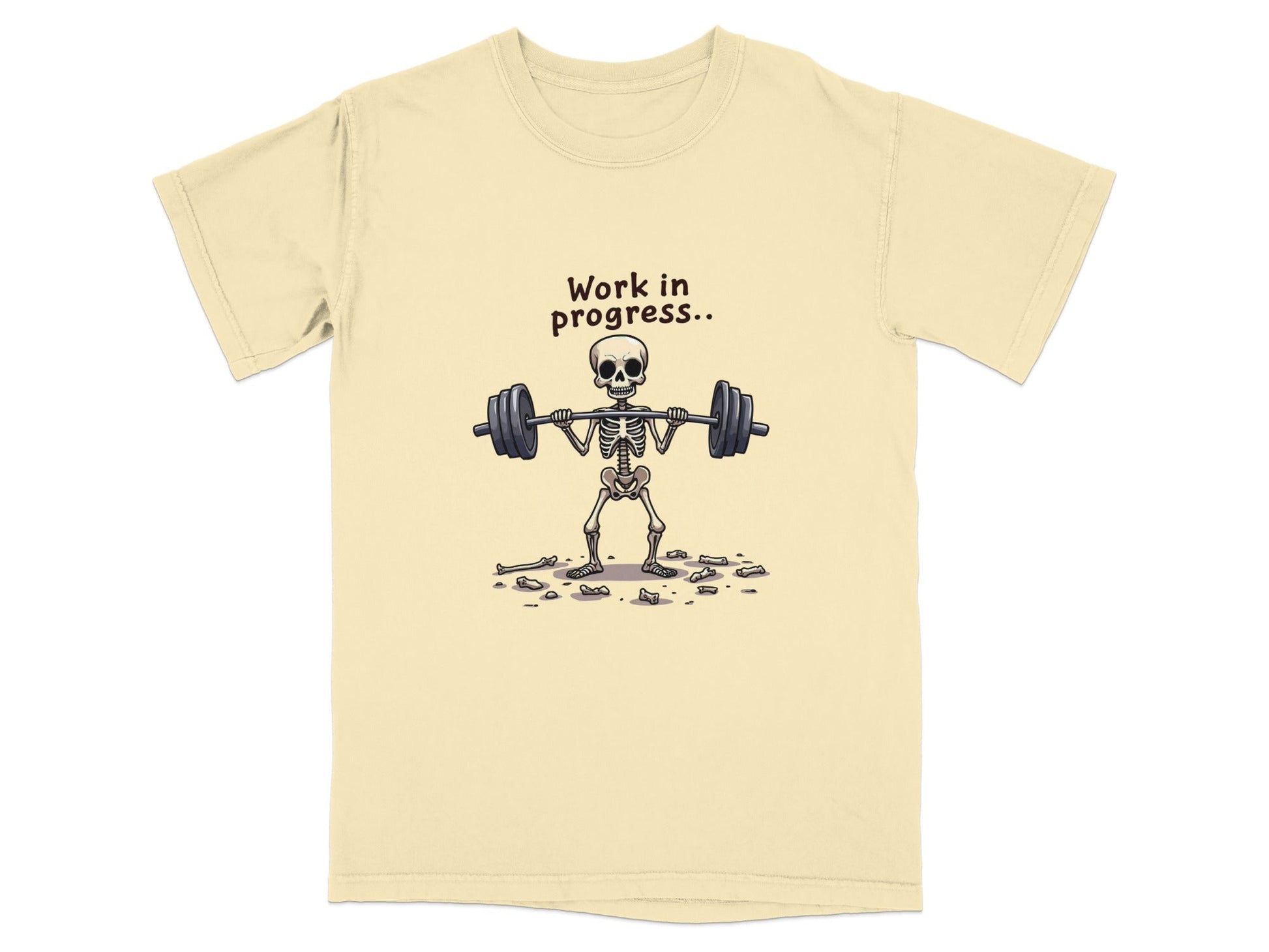 Skeleton Lifting Work in Progress Weightlifting Gym T-Shirt - IconVexa