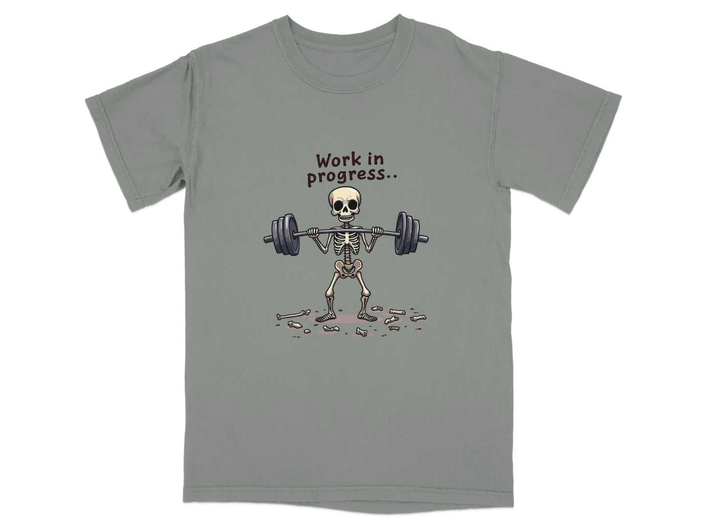 Skeleton Lifting Work in Progress Weightlifting Gym T-Shirt - IconVexa