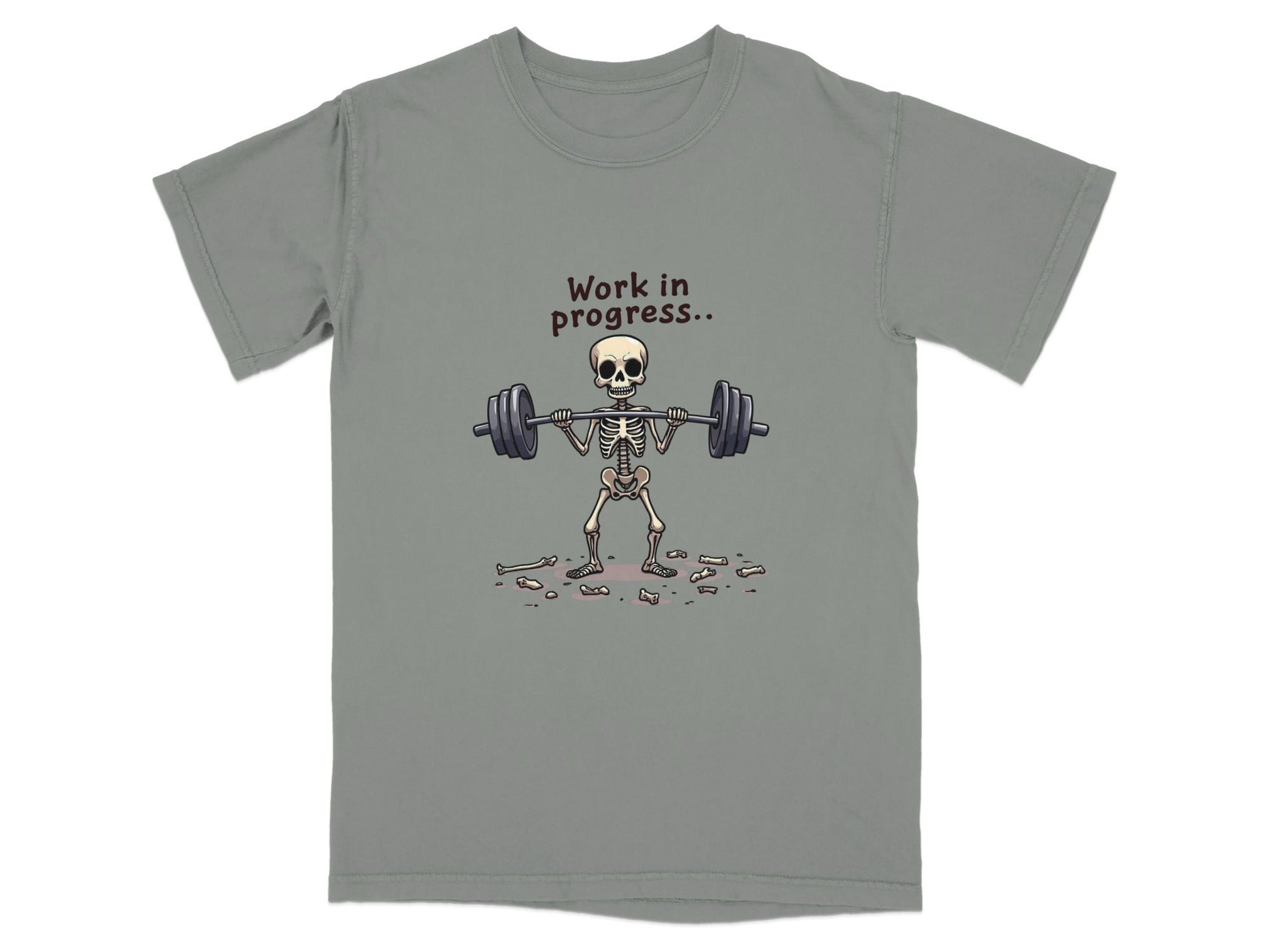 Skeleton Lifting Work in Progress Weightlifting Gym T-Shirt - IconVexa
